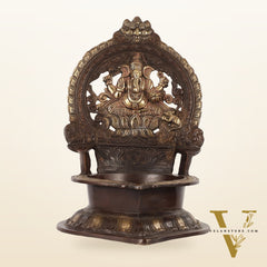 Brass Large-Sized Ganesha Lamp - 16 Inch
