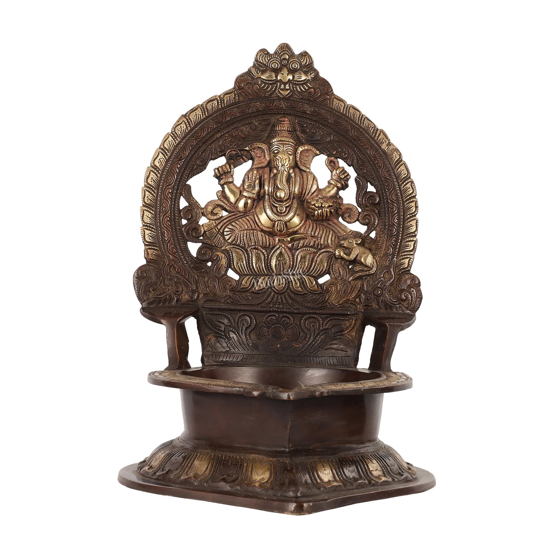 Brass Large-Sized Ganesha Lamp - 16 Inch