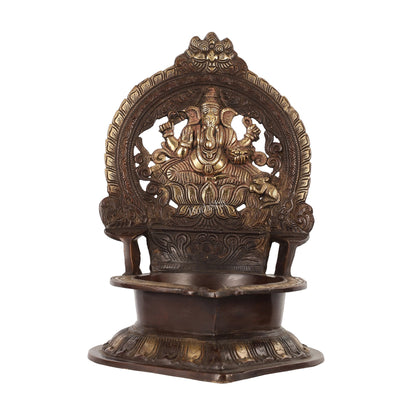 Brass Large-Sized Ganesha Lamp - 16 Inch