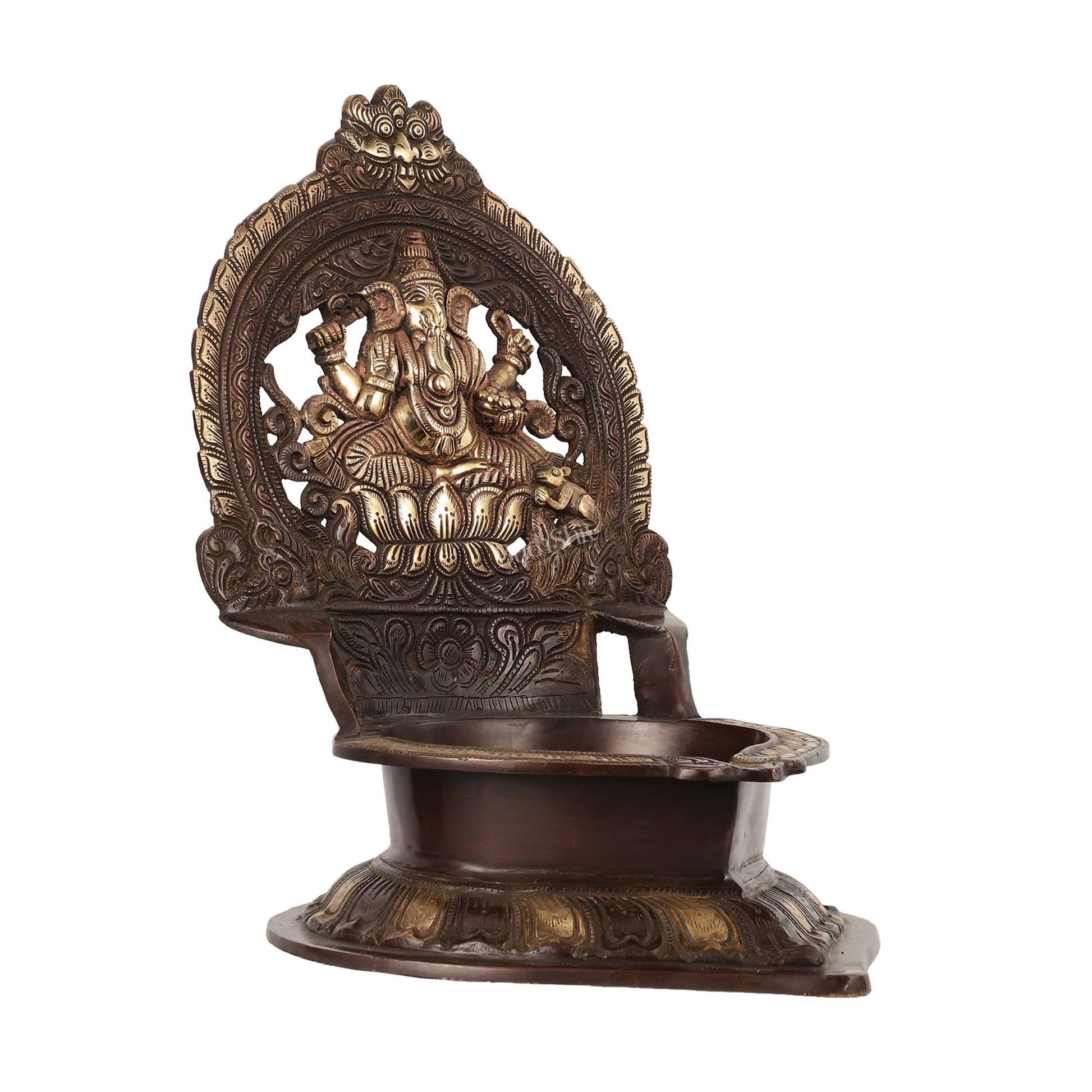 Brass Large-Sized Ganesha Lamp - 16 Inch