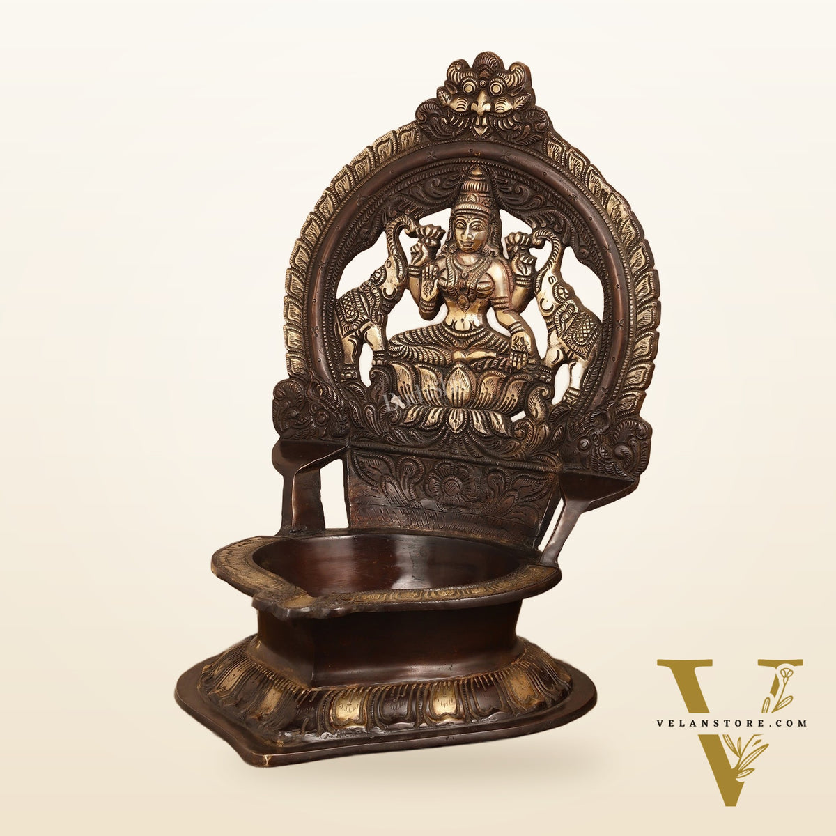Brass Large-Sized Lakshmi Lamp - 17 Inch