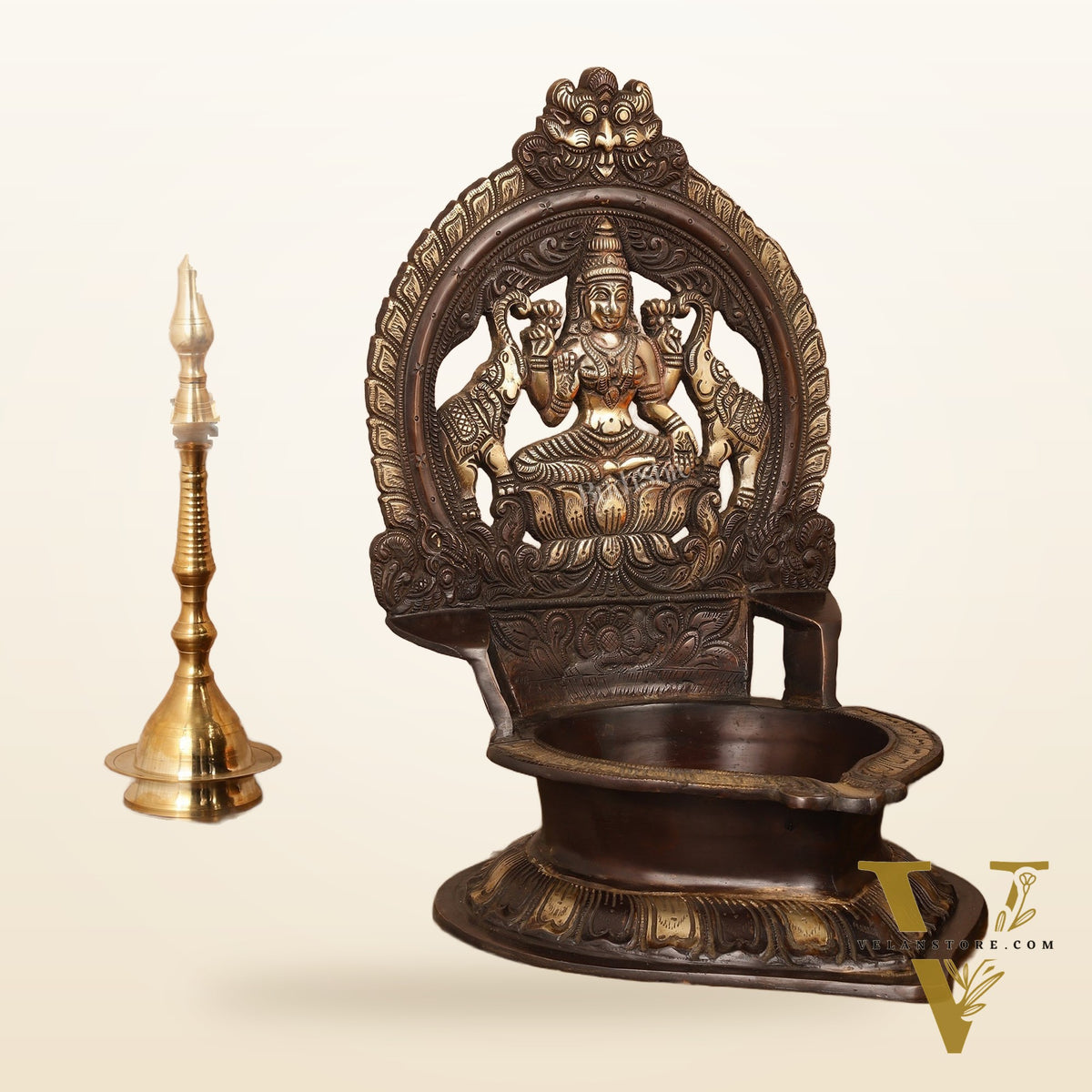 Brass Large-Sized Lakshmi Lamp - 17 Inch