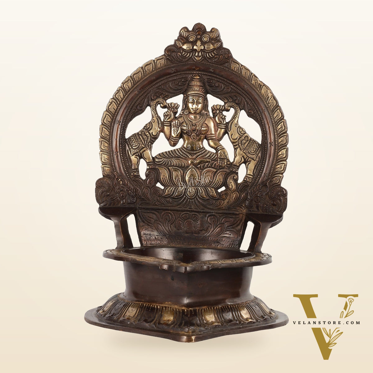 Brass Large-Sized Lakshmi Lamp - 17 Inch