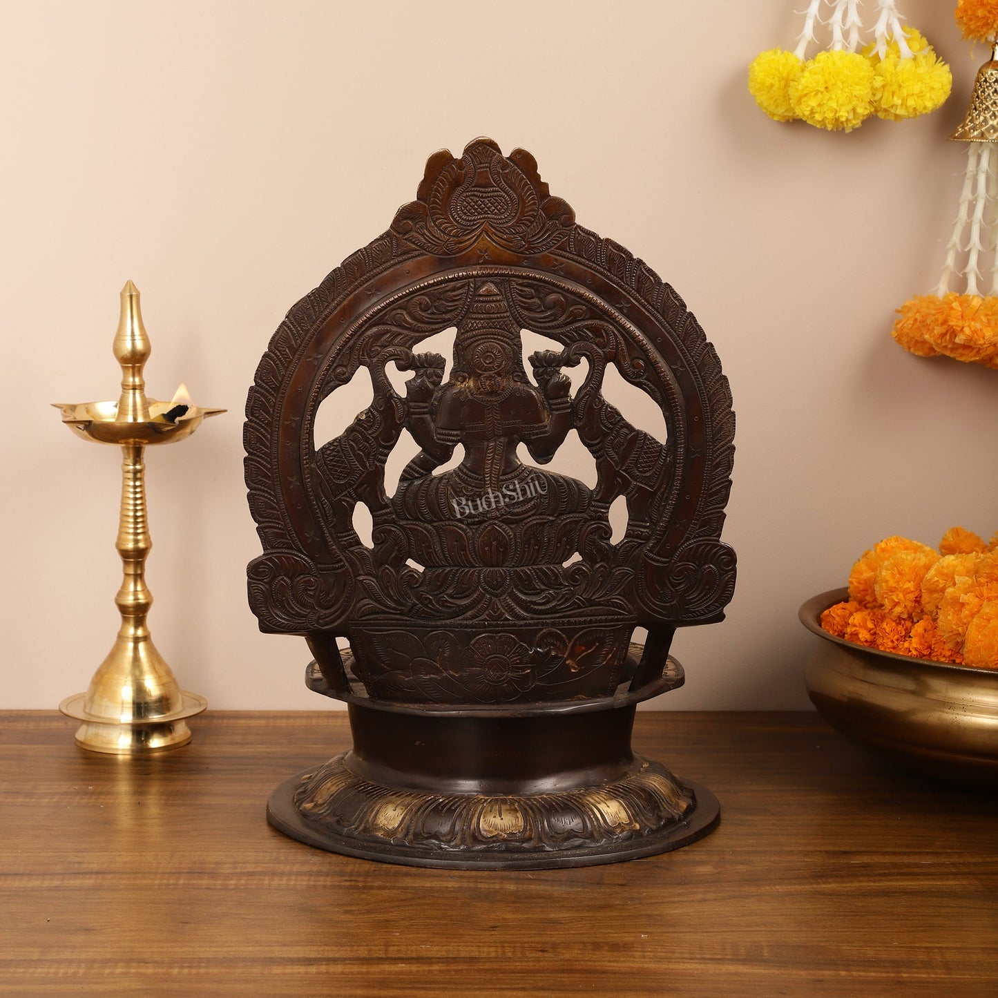 Brass Large-Sized Lakshmi Lamp - 17 Inch