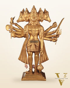 Brass Large-Sized Standing Panchmukhi Hanuman Sculpture 42"
