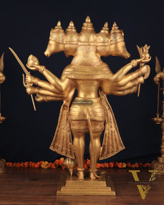 Brass Large-Sized Standing Panchmukhi Hanuman Sculpture 42"