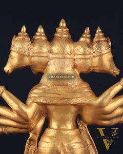 Brass Large-Sized Standing Panchmukhi Hanuman Sculpture 42"