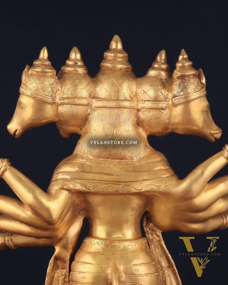 Brass Large-Sized Standing Panchmukhi Hanuman Sculpture 42"