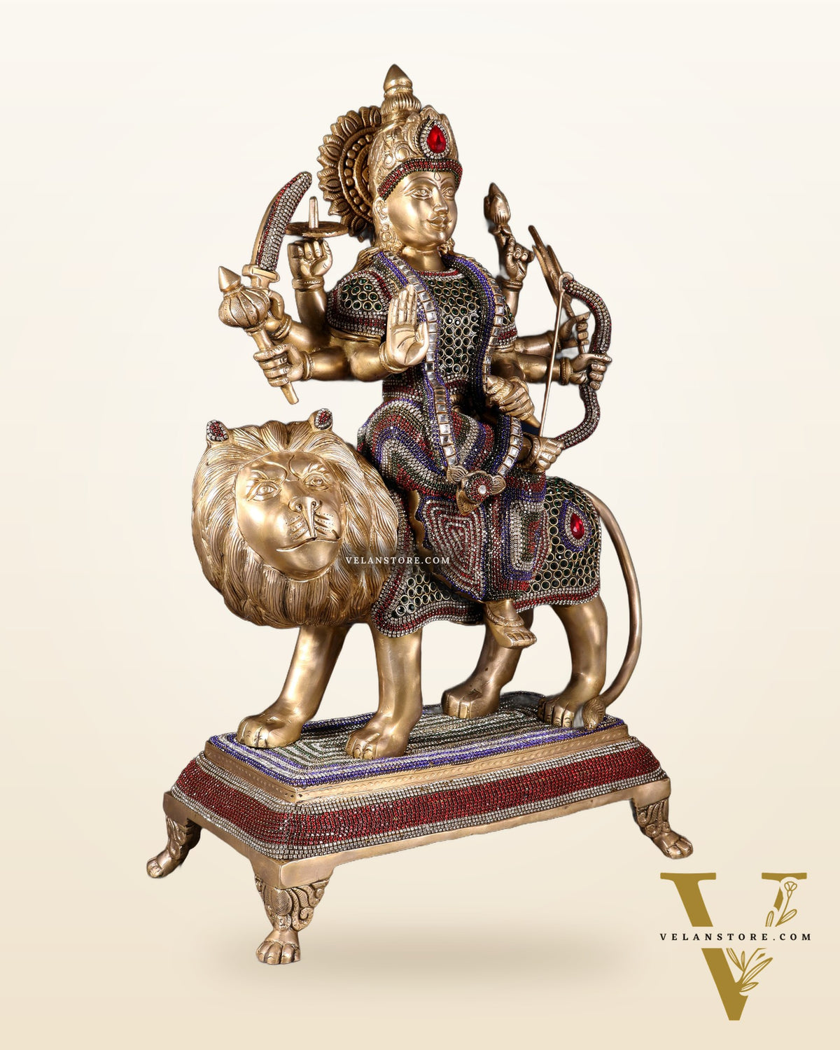 Brass Large Superfine Durga Mata Statue with jewellery work - 21 inch