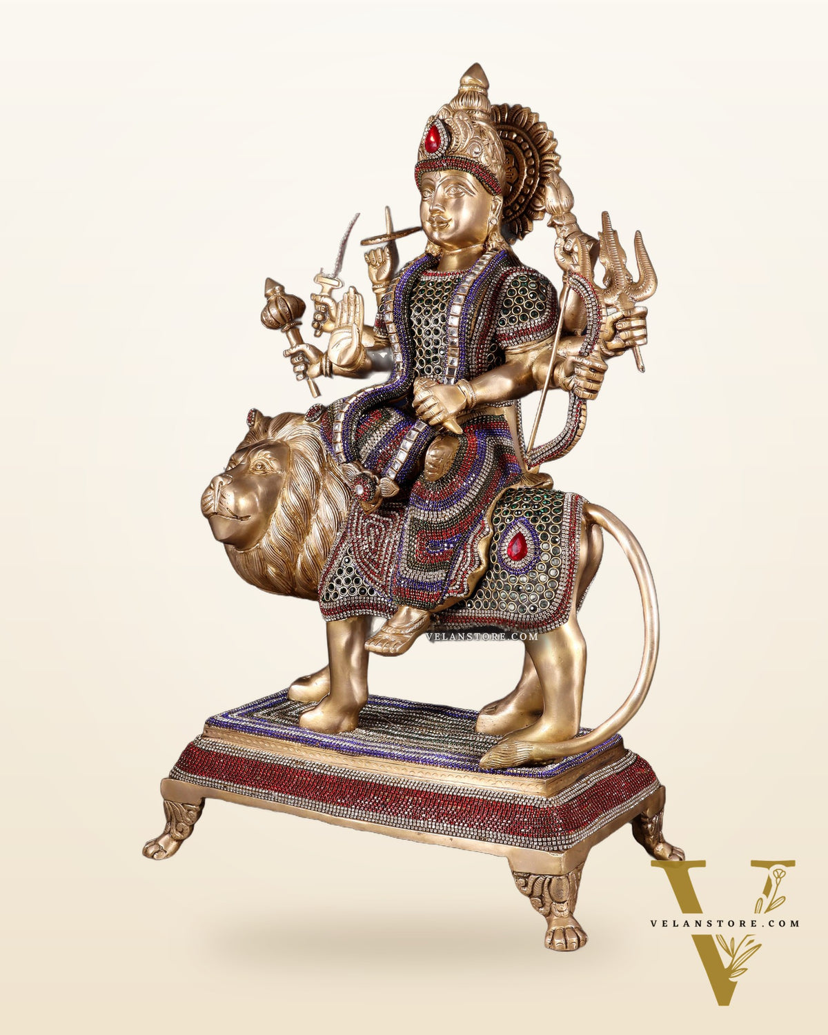 Brass Large Superfine Durga Mata Statue with jewellery work - 21 inch