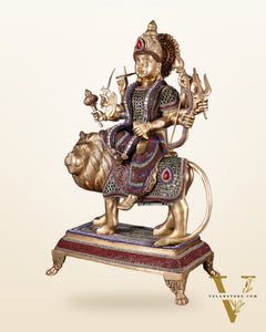 Brass Large Superfine Durga Mata Statue with jewellery work - 21 inch