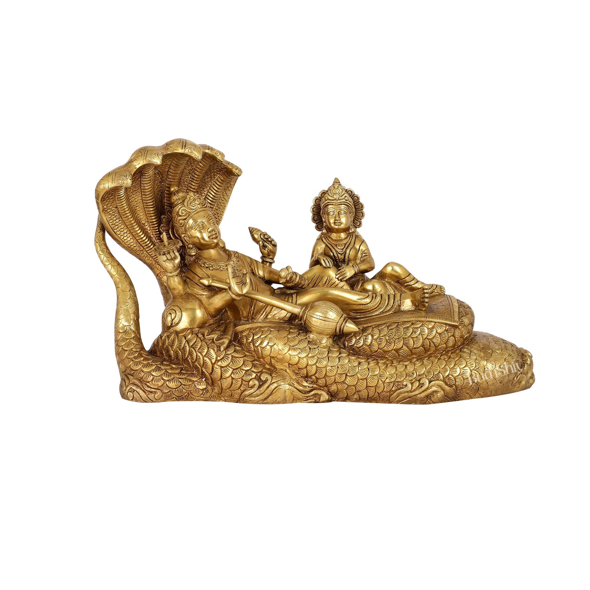 Brass Large Superfine Lakshmi Narayana Vishnu Lakshmi resting idol 20"