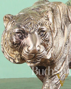 Brass Large Walking Tiger pair statues  – Enhanced Carvings