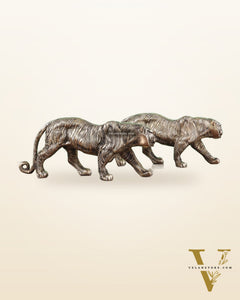 Brass Large Walking Tiger pair statues  – Enhanced Carvings