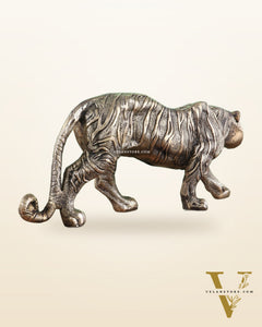 Brass Large Walking Tiger Statue – Enhanced Carvings