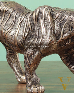 Brass Large Walking Tiger Statue – Enhanced Carvings