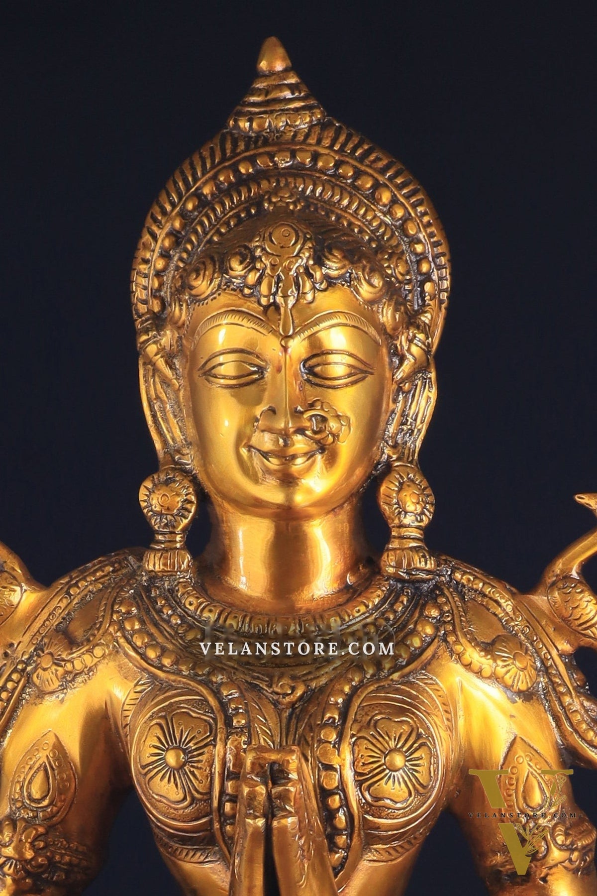 Brass Large Welcome Namaste Lady Statue – 30.5 Inch