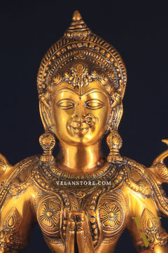 Brass Large Welcome Namaste Lady Statue – 30.5 Inch