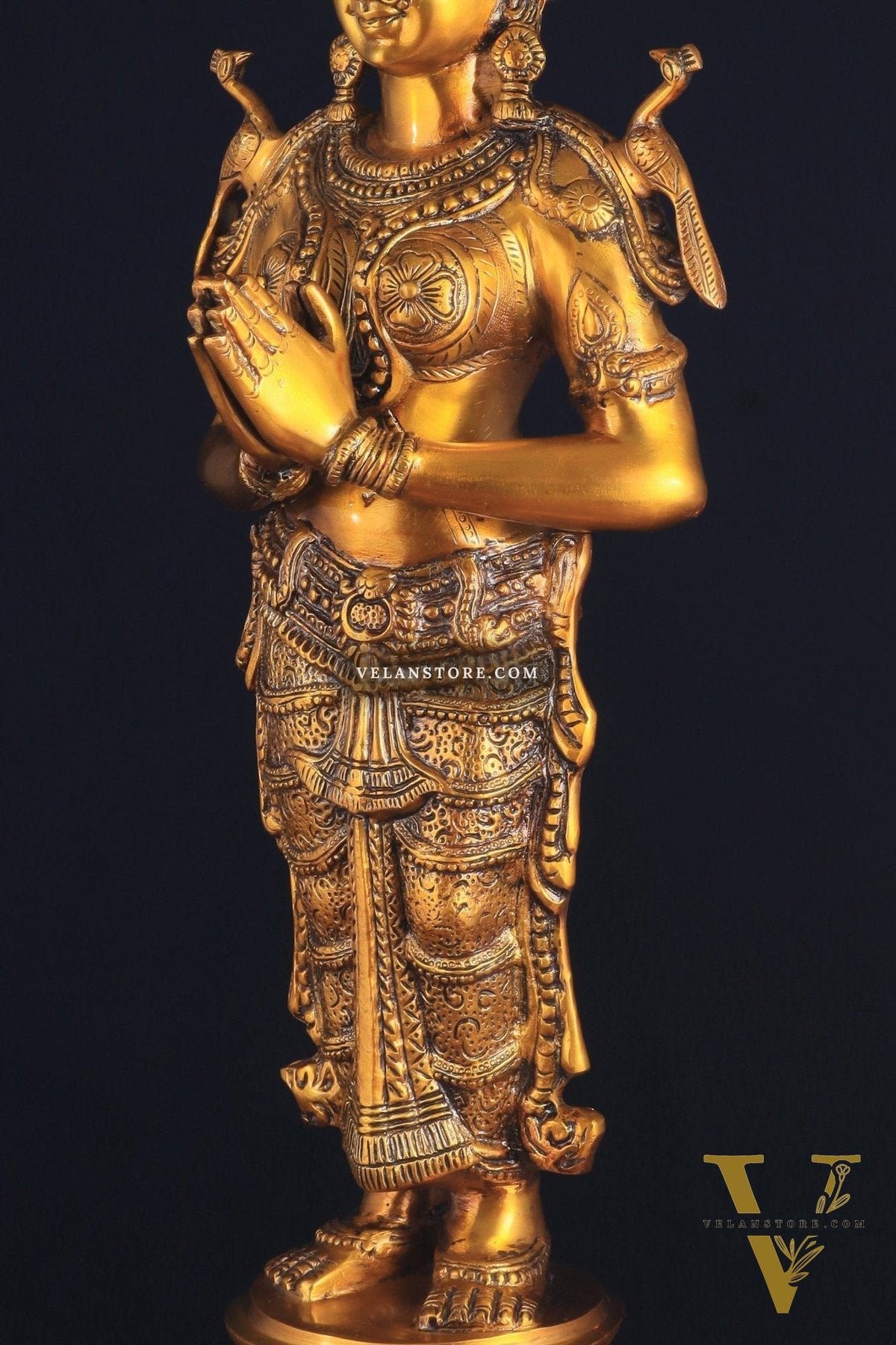 Brass Large Welcome Namaste Lady Statue – 30.5 Inch