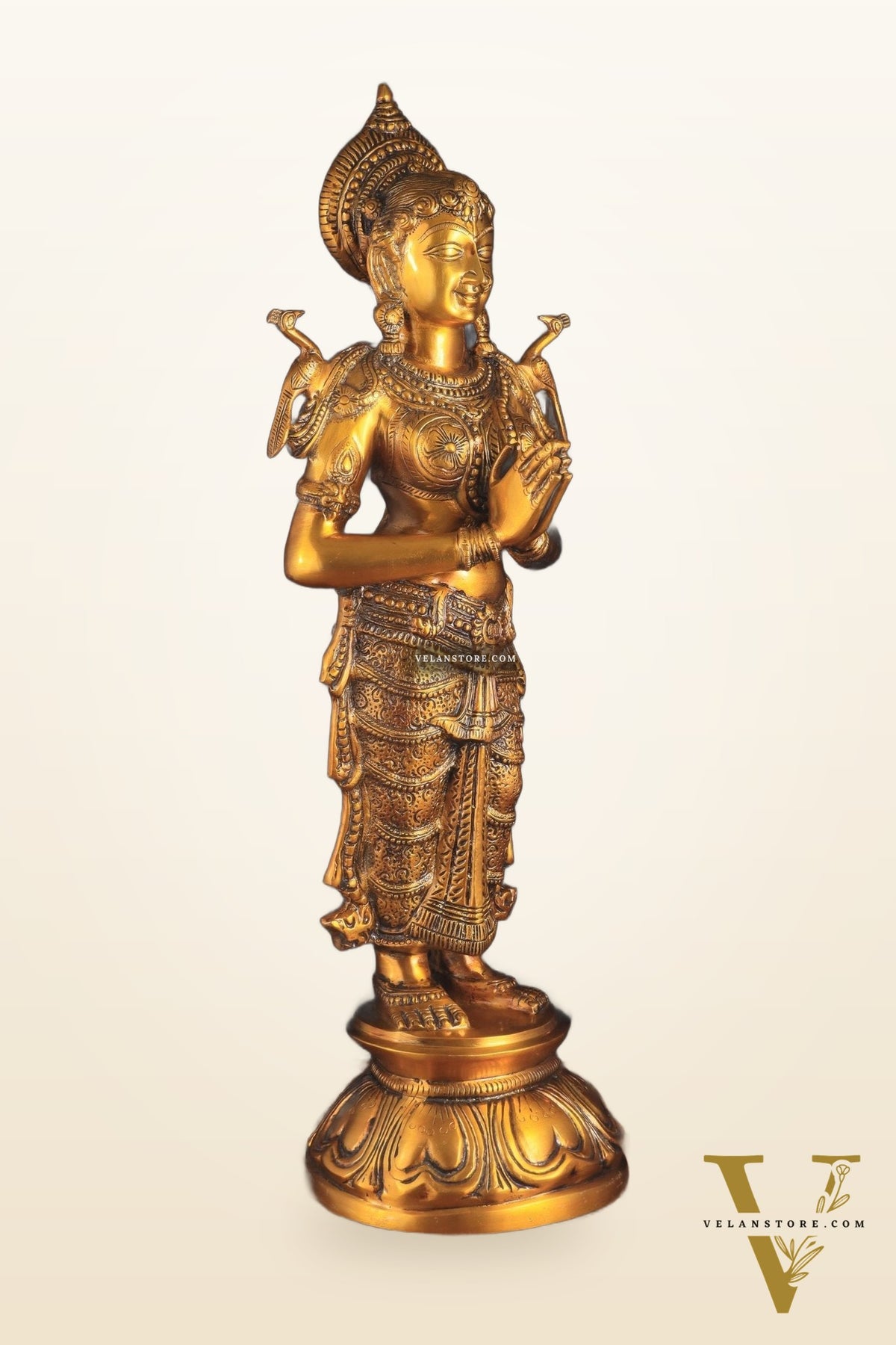 Brass Large Welcome Namaste Lady Statue – 30.5 Inch