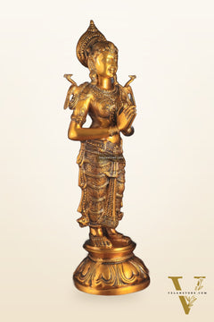Brass Large Welcome Namaste Lady Statue – 30.5 Inch