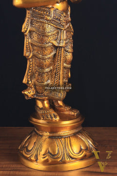 Brass Large Welcome Namaste Lady Statue – 30.5 Inch