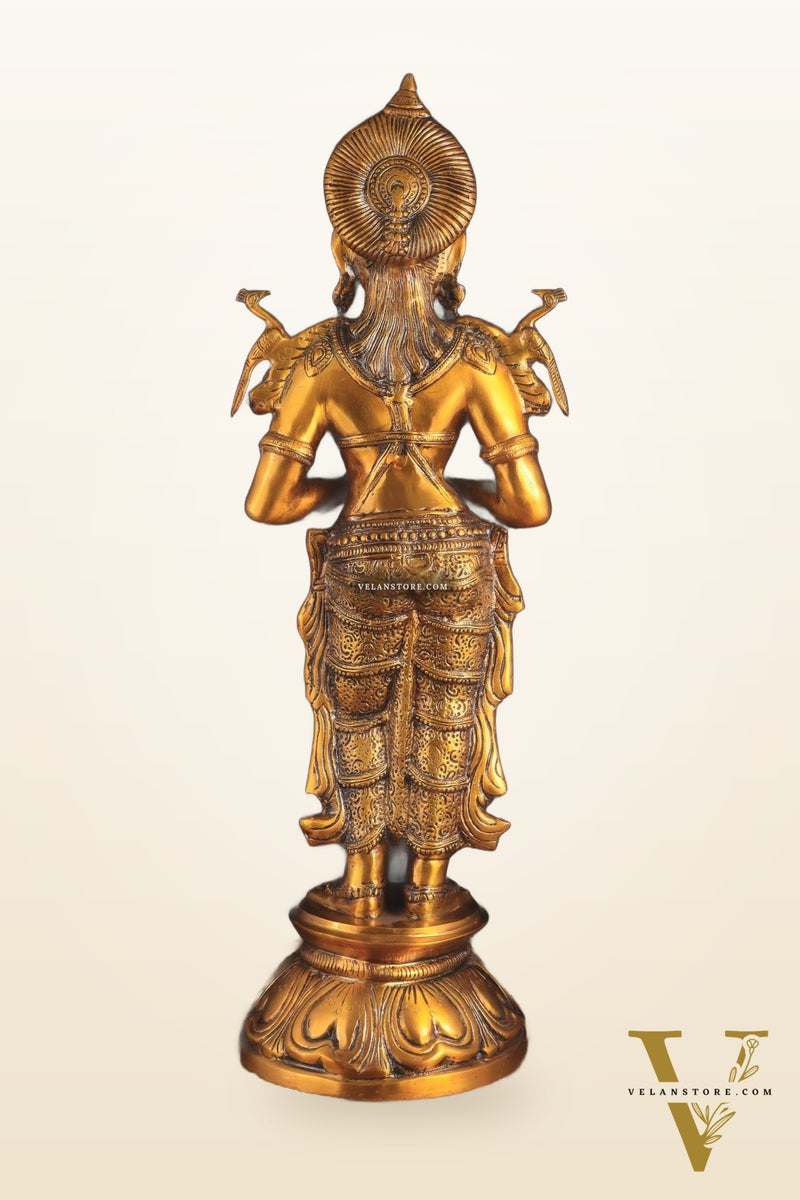 Brass Large Welcome Namaste Lady Statue – 30.5 Inch
