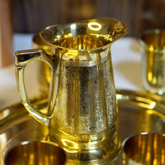 Brass Lemonade / Juice Jug with 6 Glasses and Tray