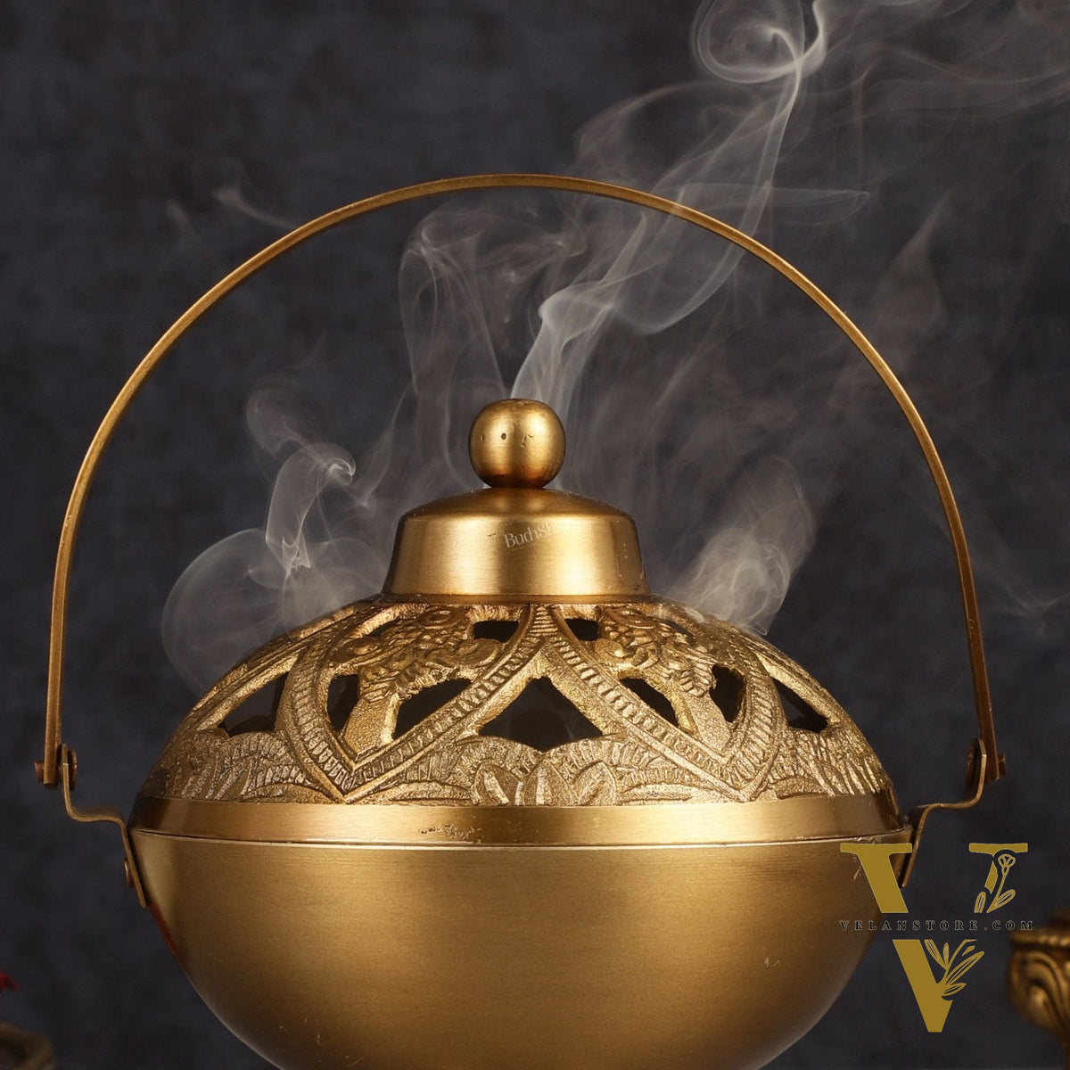 Brass Loban Daan Dhoop Daani with handle 6"