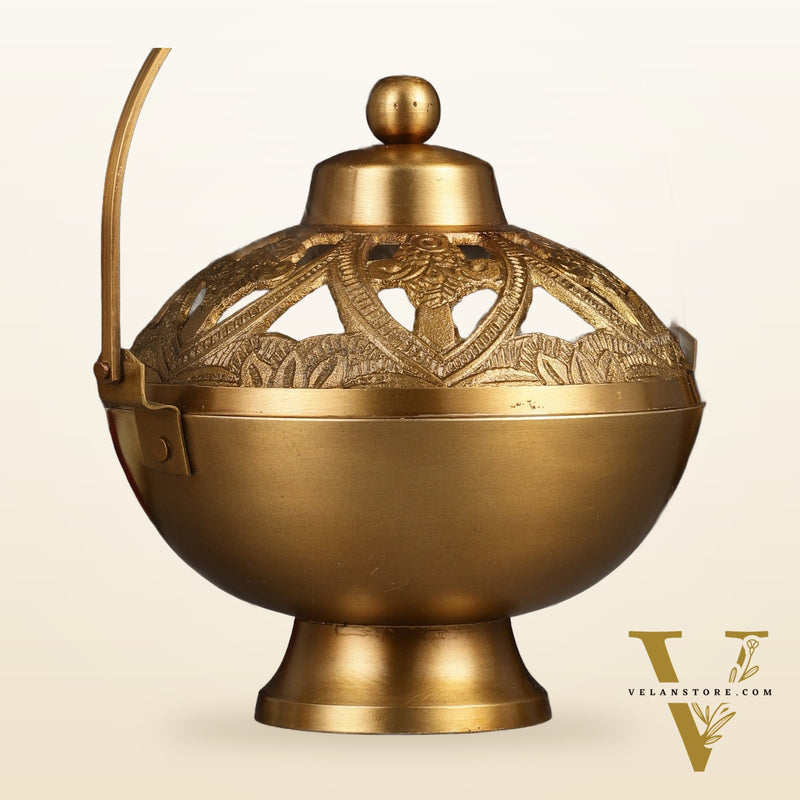 Brass Loban Daan Dhoop Daani with handle 6"