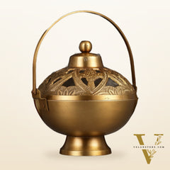 Brass Loban Daan Dhoop Daani with handle 6"