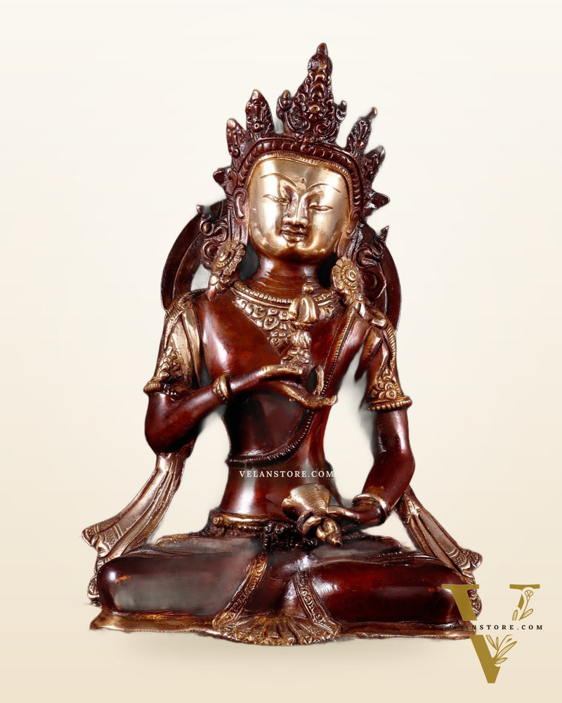 Brass Lokeshwar ( Chenrezig) Buddhist Statue – Dual Tone Finish 10"