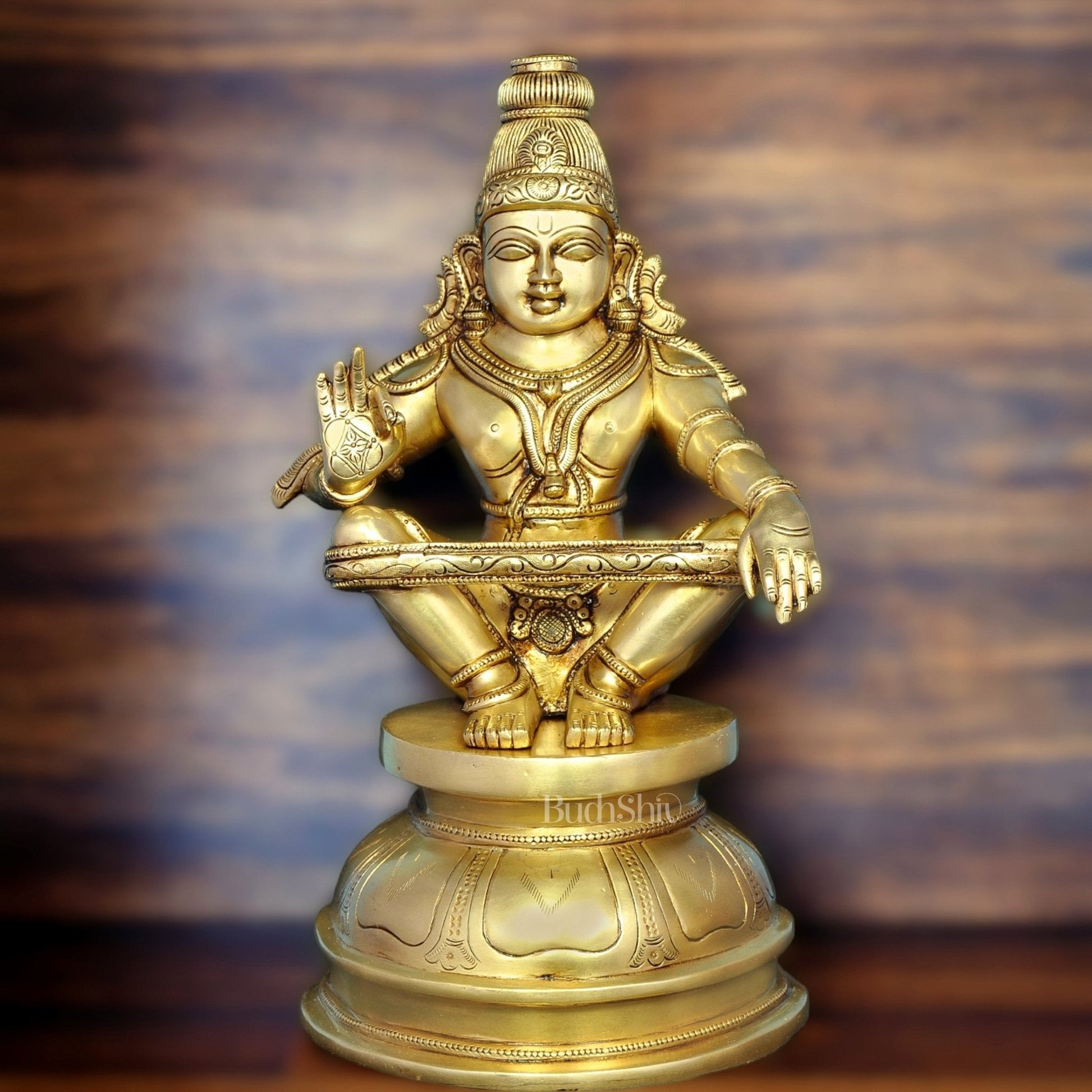 Brass Lord Ayyappa Swamy Ayyappan Statue - 14"