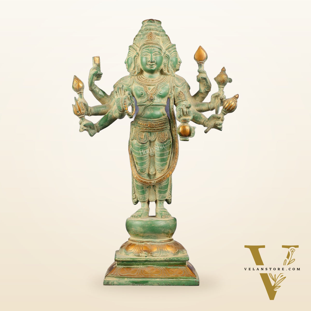 Brass Lord Brahma Statue - 16 Inch