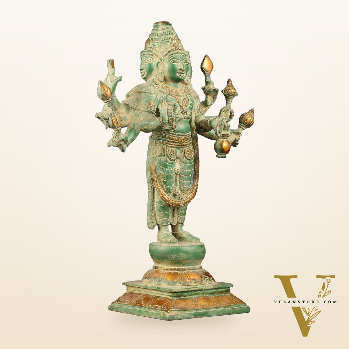 Brass Lord Brahma Statue - 16 Inch
