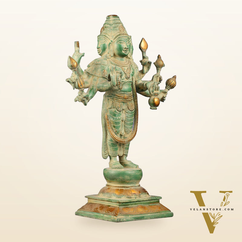 Brass Lord Brahma Statue - 16 Inch
