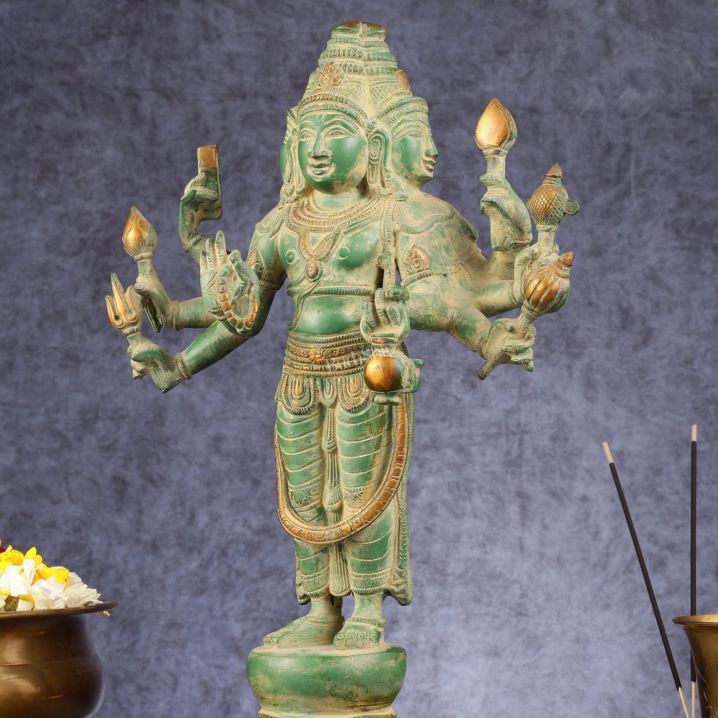 Brass Lord Brahma Statue - 16 Inch