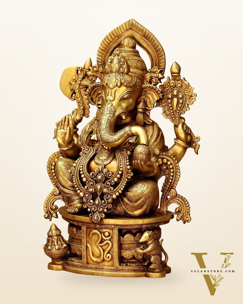 Brass Lord Ganapati Sculpture - 23"