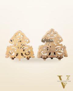 Brass Lord Ganesha and Goddess Lakshmi Panchdeep with stonework