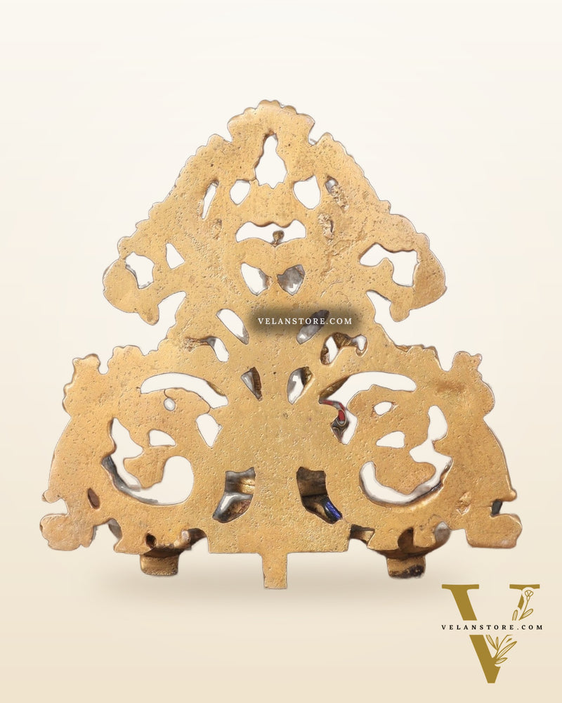 Brass Lord Ganesha and Goddess Lakshmi Panchdeep with stonework