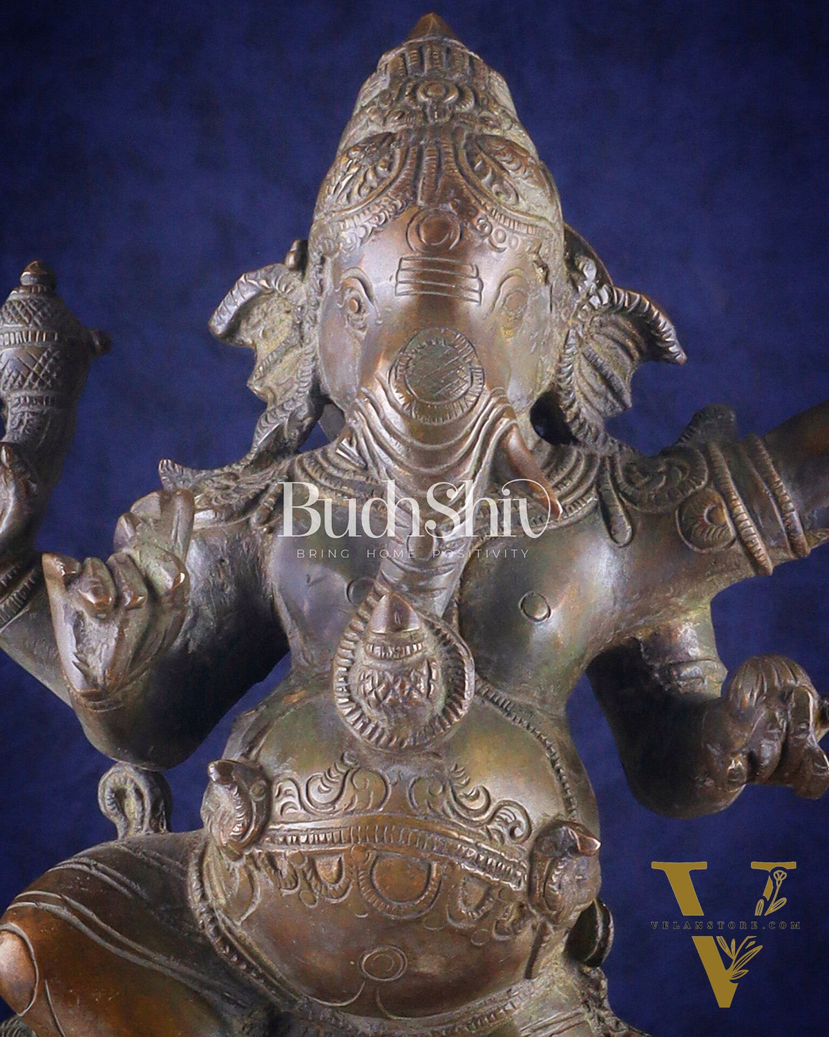 Brass Lord Ganesha dancing on snake 19 "