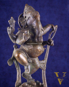 Brass Lord Ganesha dancing on snake 19 "