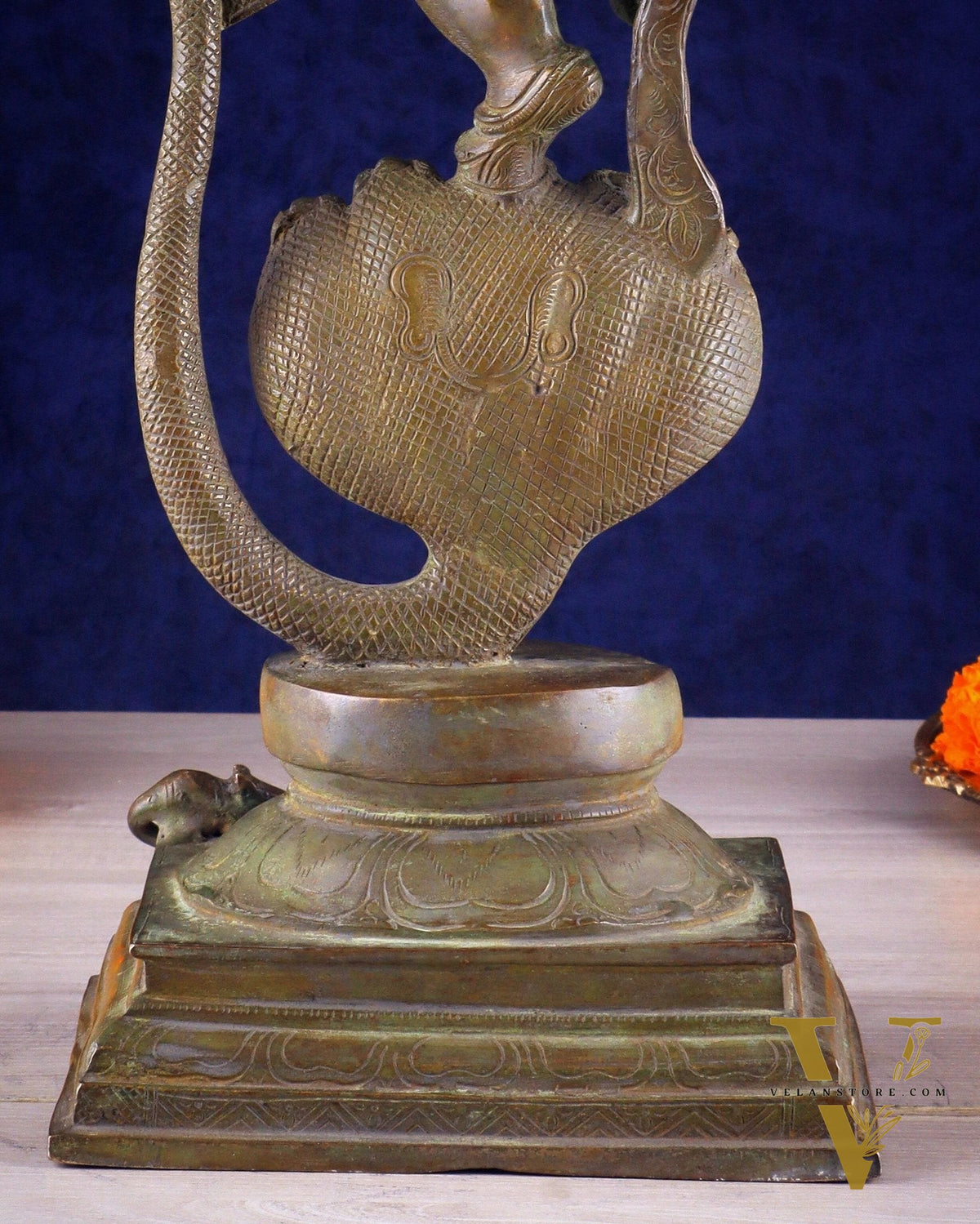 Brass Lord Ganesha dancing on snake 19 "
