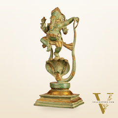 Brass Lord Ganesha dancing on snake 20 "