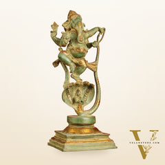 Brass Lord Ganesha dancing on snake 20 "
