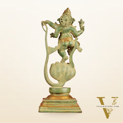 Brass Lord Ganesha dancing on snake 20 "