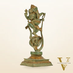 Brass Lord Ganesha dancing on snake 20 "