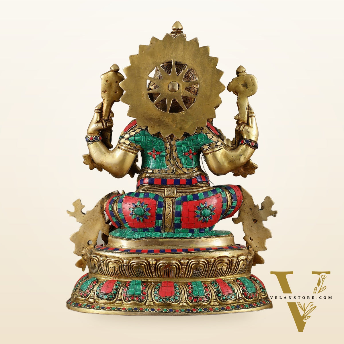 Brass Lord Ganesha Idol - 16 Inch unique stonework