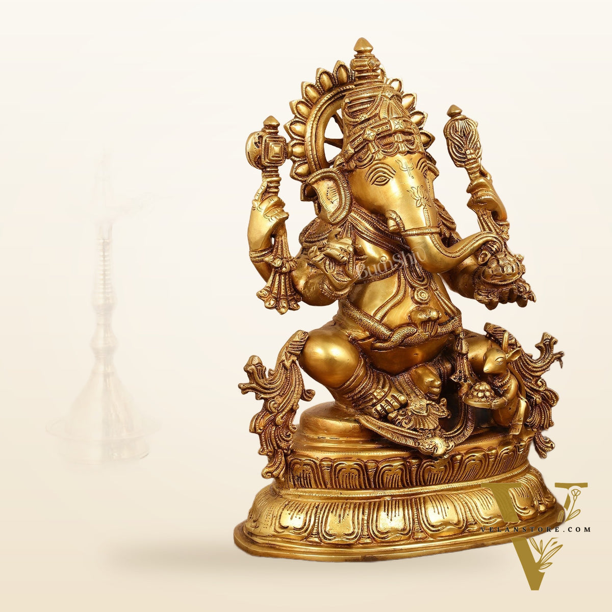 Brass Lord Ganesha Idol - 16 Inch