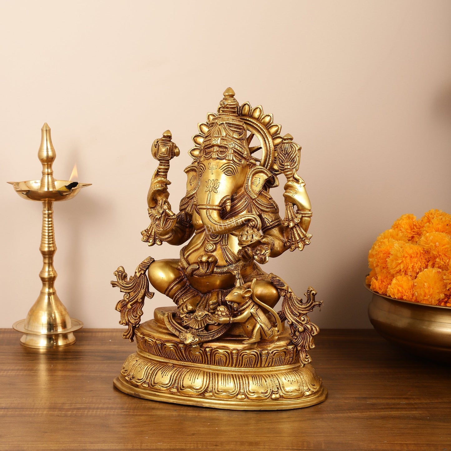 Brass Lord Ganesha Idol - 16 Inch